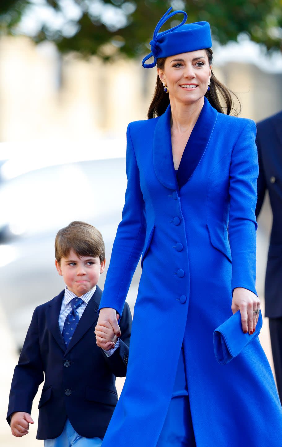 windsor, united kingdom april 09 embargoed for publication in uk newspapers until 24 hours after create date and time prince louis of wales and catherine, princess of wales attend the traditional easter sunday mattins service at st georges chapel, windsor castle on april 9, 2023 in windsor, england photo by max mumbyindigogetty images