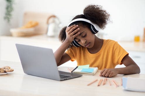   <span class="attribution"><a class="link " href="https://www.shutterstock.com/image-photo/upset-black-school-girl-doing-homework-2059077377" rel="nofollow noopener" target="_blank" data-ylk="slk:Prostock-studio/Shutterstock;elm:context_link;itc:0;sec:content-canvas">Prostock-studio/Shutterstock</a></span>