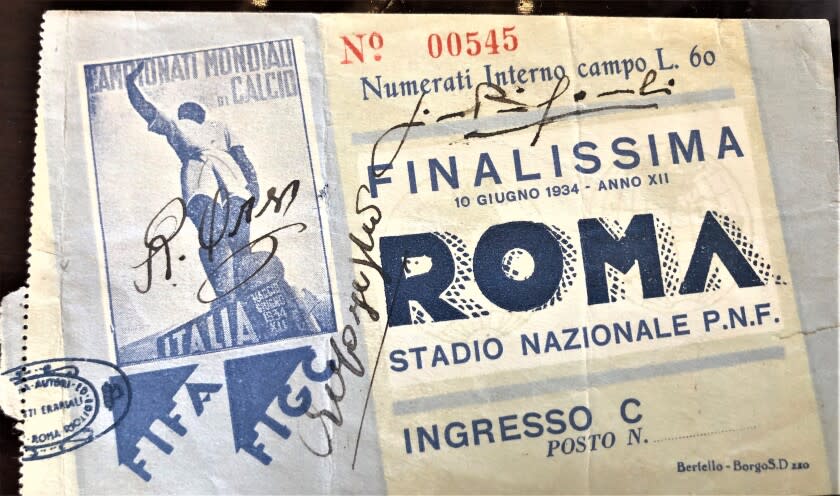 Mohammed Abdullateef's collection includes this rare 1934 World Cup final ticket.