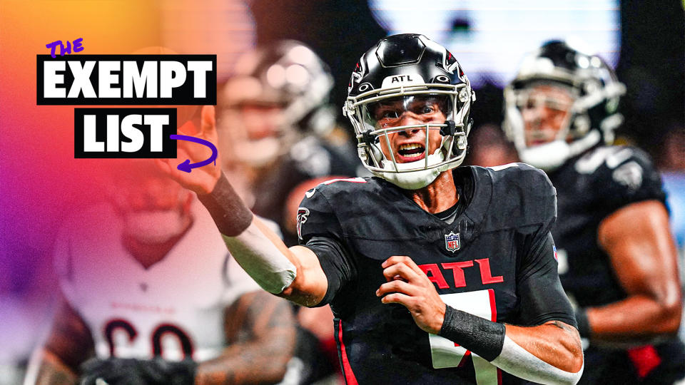 Aug 18, 2023; Atlanta, Georgia, USA; Atlanta Falcons quarterback Desmond Ridder (9) passes the ball as he scrambles out of the packet against the Cincinnati Bengals during the first quarter at Mercedes-Benz Stadium. Mandatory Credit: John David Mercer-USA TODAY Sports