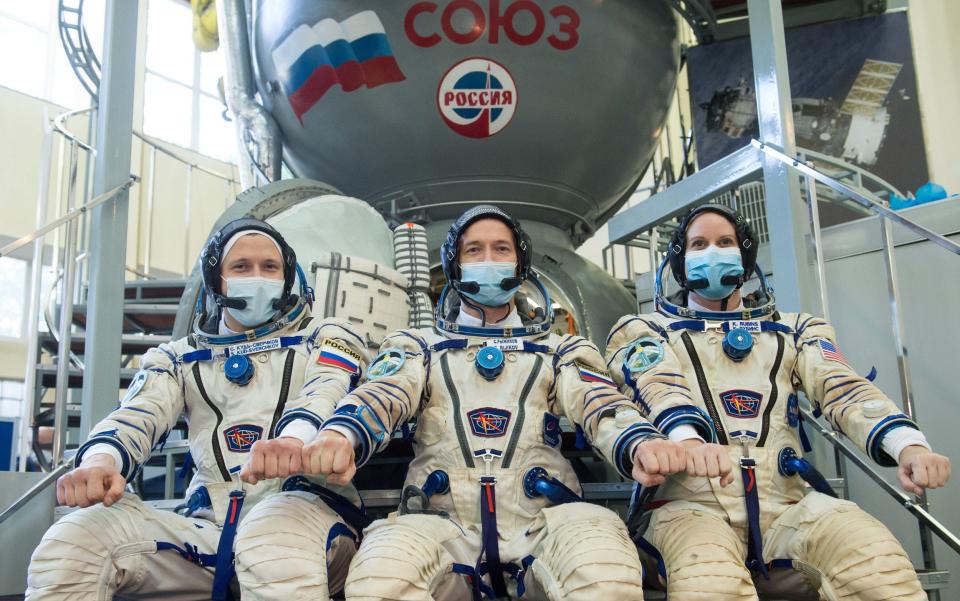 Cosmonauts of the Russian space agency Roscosmos Sergei Ryzhikov, Sergei Kud-Sverchkov and NASA astronaut Kathleen Rubins  - GCTC/Roscosmos/REUTERS