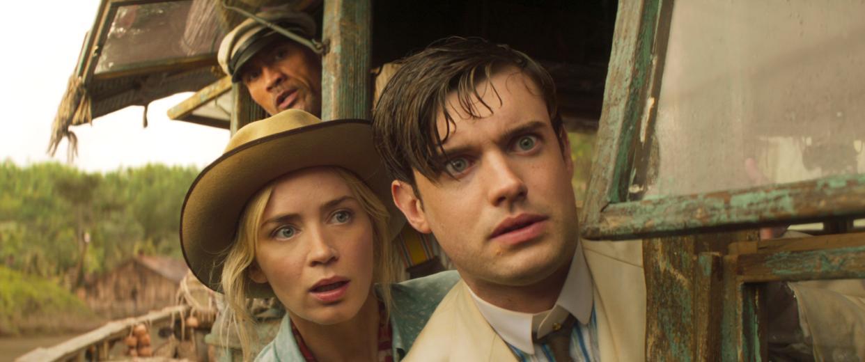 Siblings Lily (Emily Blunt) and MacGregor Houghton (Jack Whitehall) face all manner of crazy danger alongside skipper Frank Wolff (Dwayne Johnson) in "Jungle Cruise."