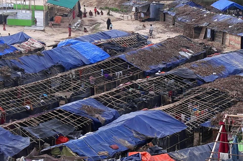 Houses belonging to Rohingya refugees and damaged by Cyclone Mora are seen at a camp in the Cox's Bazar district on May 31. The cyclone&nbsp;was packing&nbsp;winds of up to 84 miles per hour when it struck, damaging thousands of homes as more than 300,000 people fled villages in the coastal district of Cox's Bazar, which bore the brunt of the cyclone.&nbsp;