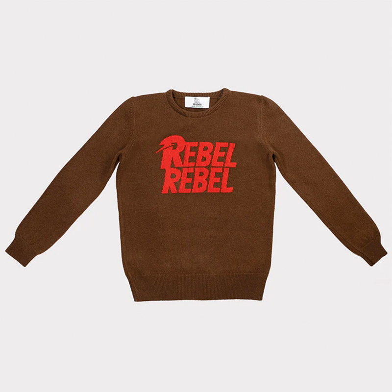 <p><a href="https://hades-shop.co.uk/collections/mens-collection/products/david-bowie-rebel-rebel-mens" rel="nofollow noopener" target="_blank" data-ylk="slk:Shop Now;elm:context_link;itc:0;sec:content-canvas" class="link ">Shop Now</a></p><p>David Bowie Rebel Rebel Knit</p><p>hades-shop.co.uk</p><p>$294.00</p>