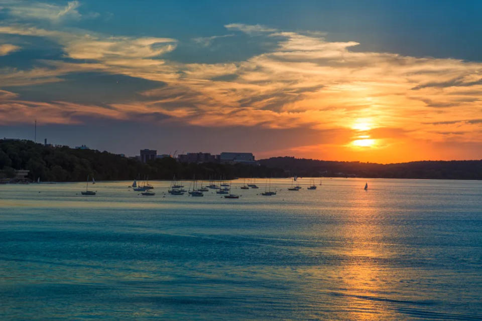 Sunset as seen from Lake Mendota via Getty Images