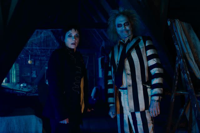 <p>Courtesy of Warner Bros. Pictures</p> From Left: Winona Ryder and Michael Keaton in 'Beetlejuice Beetlejuice'