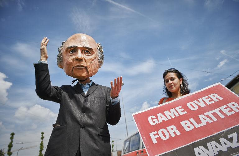 Protesters outside the the FIFA congress in Zurich