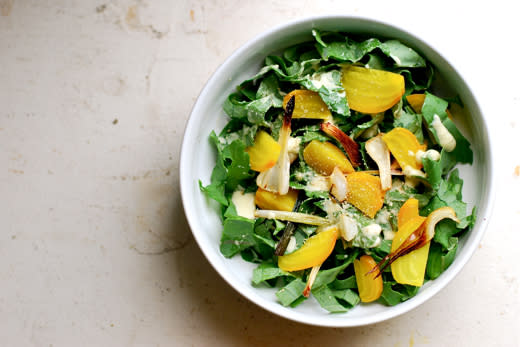 Kale Salad with Golden Beets and Green Garlic