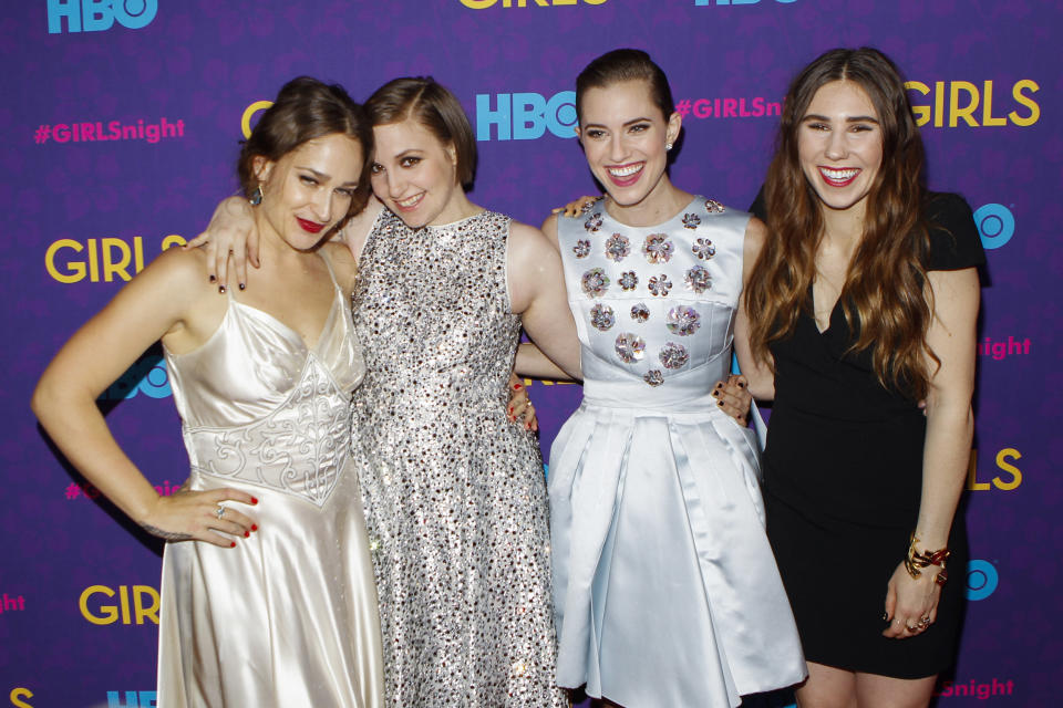 Kirke (pictured, far left, in 2014 with Girls co-stars Lena Dunham, Allison Williams and Zosia Mamet) says she&#39;s only stayed in touch with Dunham since the series ended. (Photo: REUTERS/Lucas Jackson)