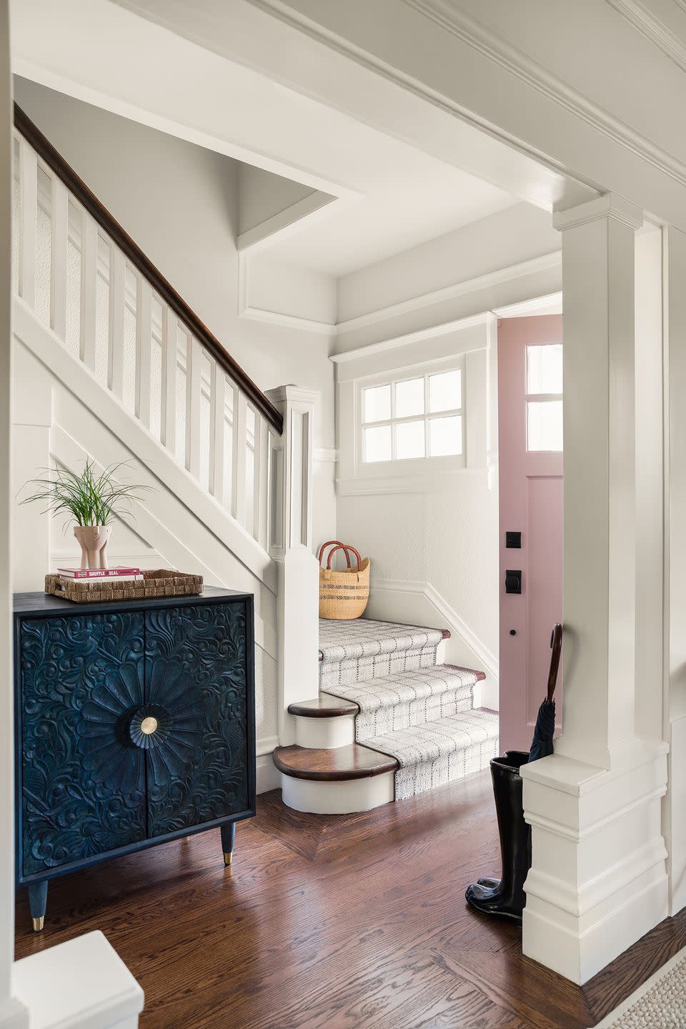 staircase ideas striped carpet