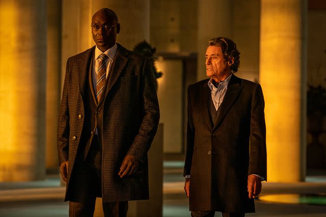 <p>Murray Close/Lionsgate</p> Lance Reddick as Charon and Ian McShane as Winston in 'John Wick: Chapter 4'