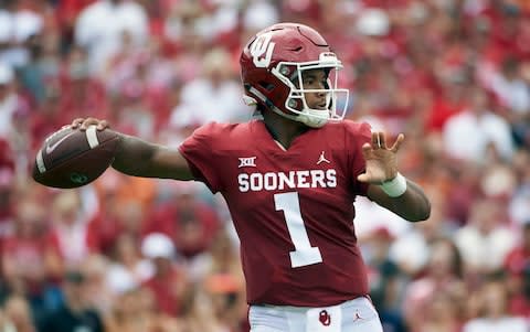 Oklahoma quarterback Kyler Murray (1) throws a pass against Texas during the first half of an NCAA college football game at the Cotton Bowl, in Dallas. Murray is a possible pick in the 2019 NFL Draft - Credit: AP