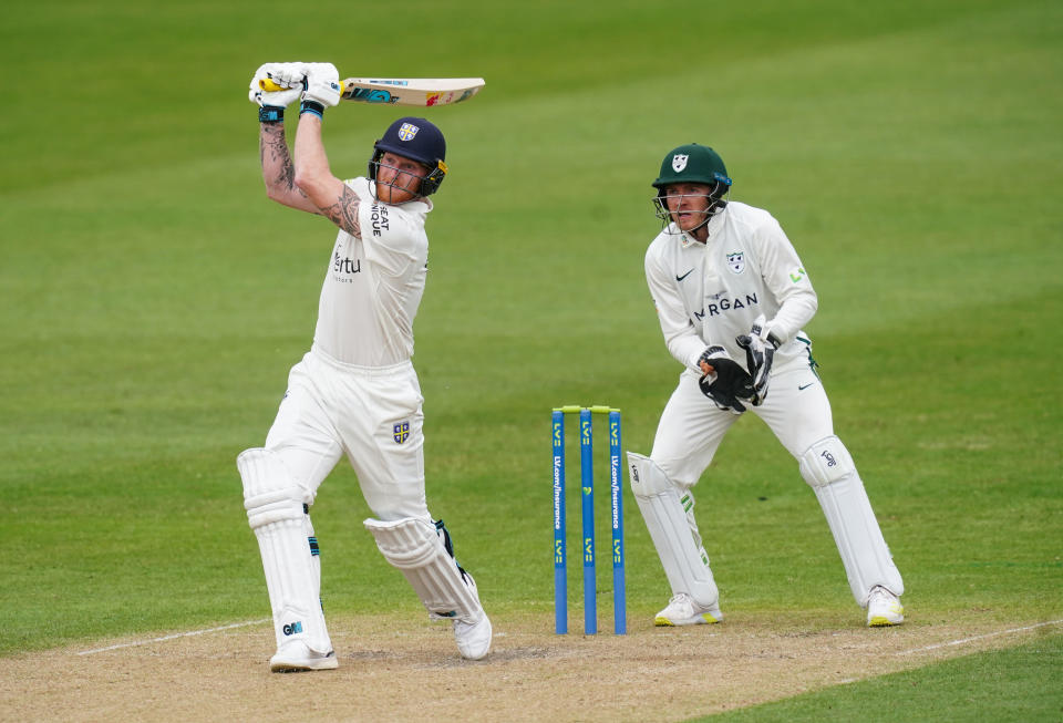 Ben Stokes, pictured here in the County Championship for Durham.