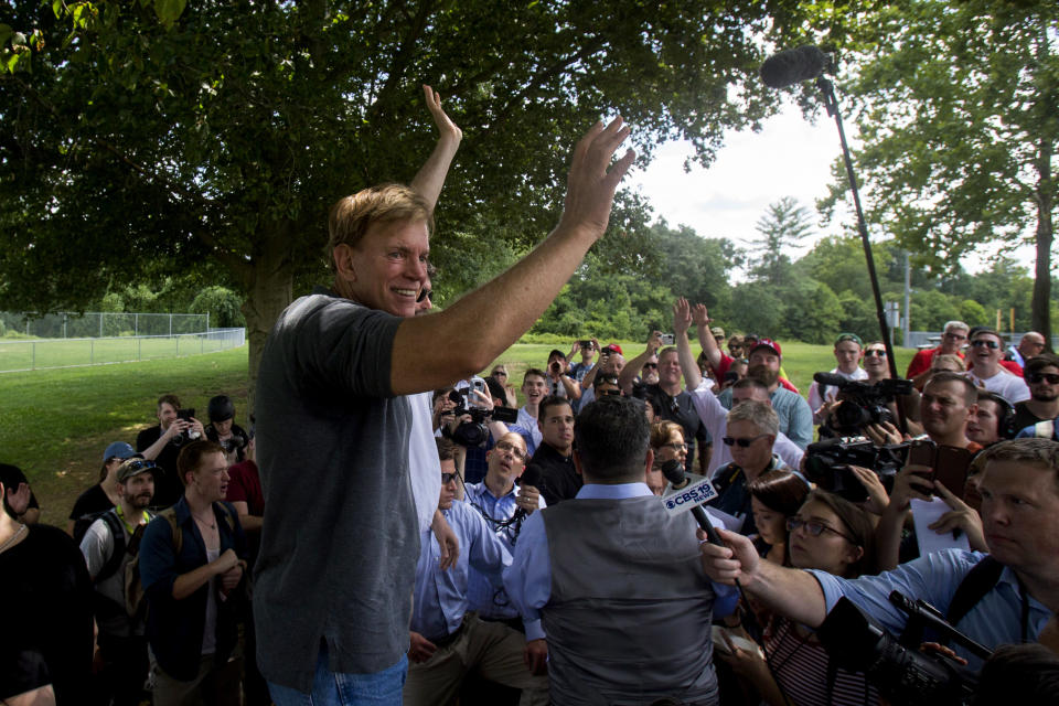 Former Louisiana State Rep. David Duke arrives to give remarks after a white nationalist protest was declared an unlawful assembly, Aug. 12 in Charlottesville, Va. (Photo: Shaban Athuman /Richmond Times-Dispatch via AP)