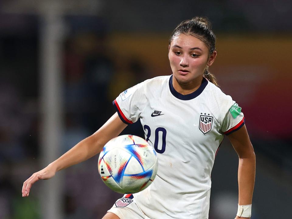 Gisele Thompson with the youth US Women's National Team at the FIFA U-17 Women's World Cup.