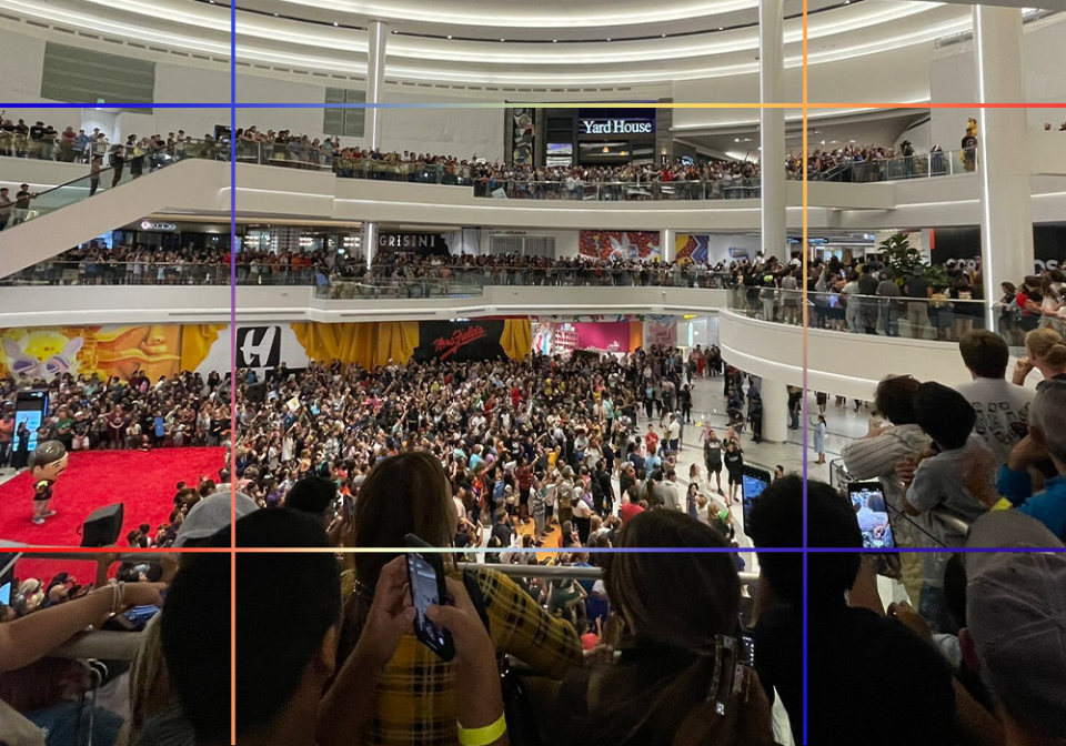 Crowd of people in mall