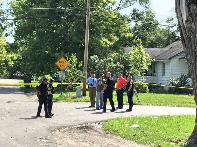 Muncie police investigate a shooting at Princeton and Hartford avenues in the Morningside neighborhood on Aug. 23, 2019.