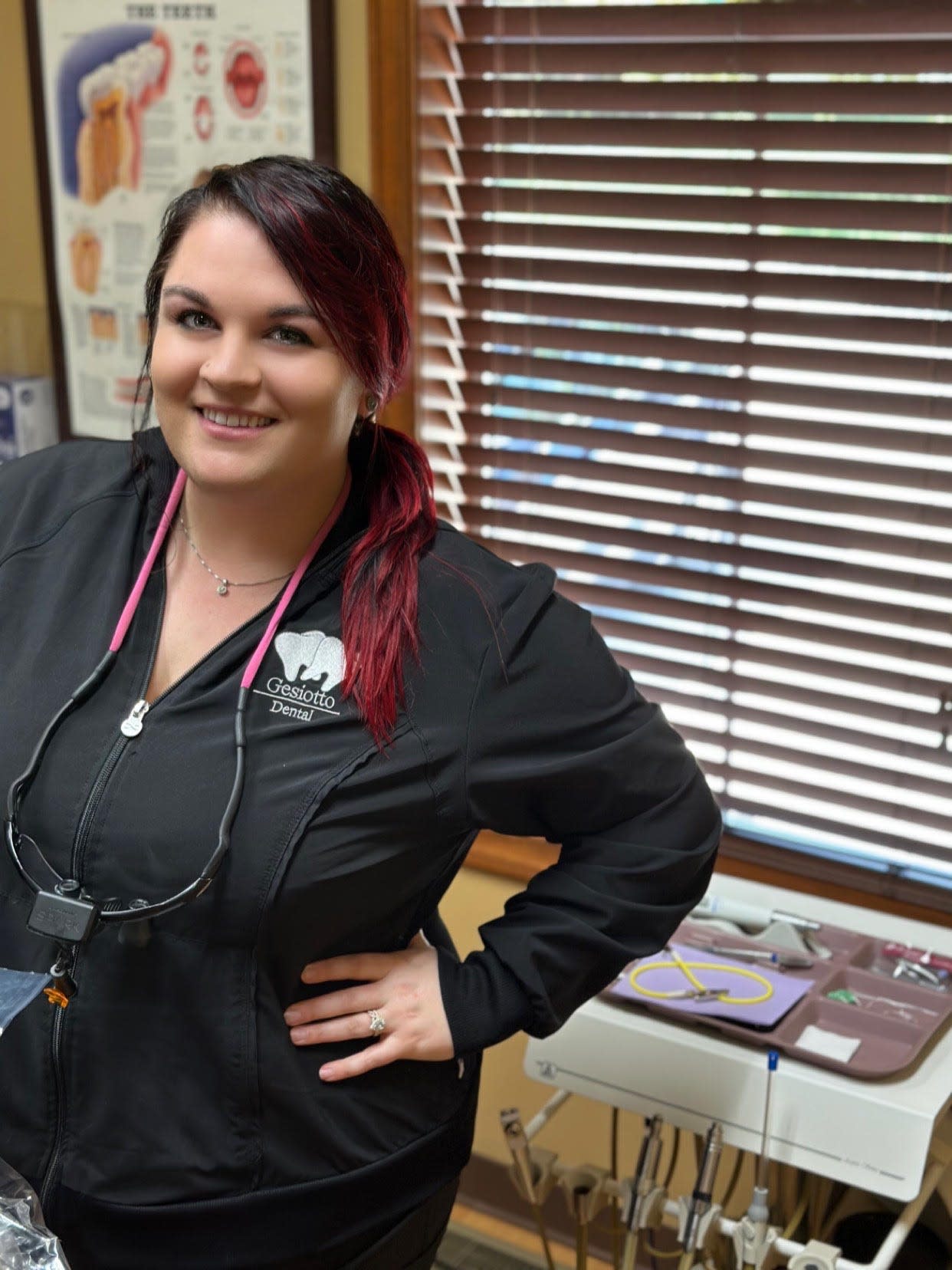 Megan Bridges Haas of Newcomerstown is a dental hygienist at Gesiotto Dental in Mount Eaton.