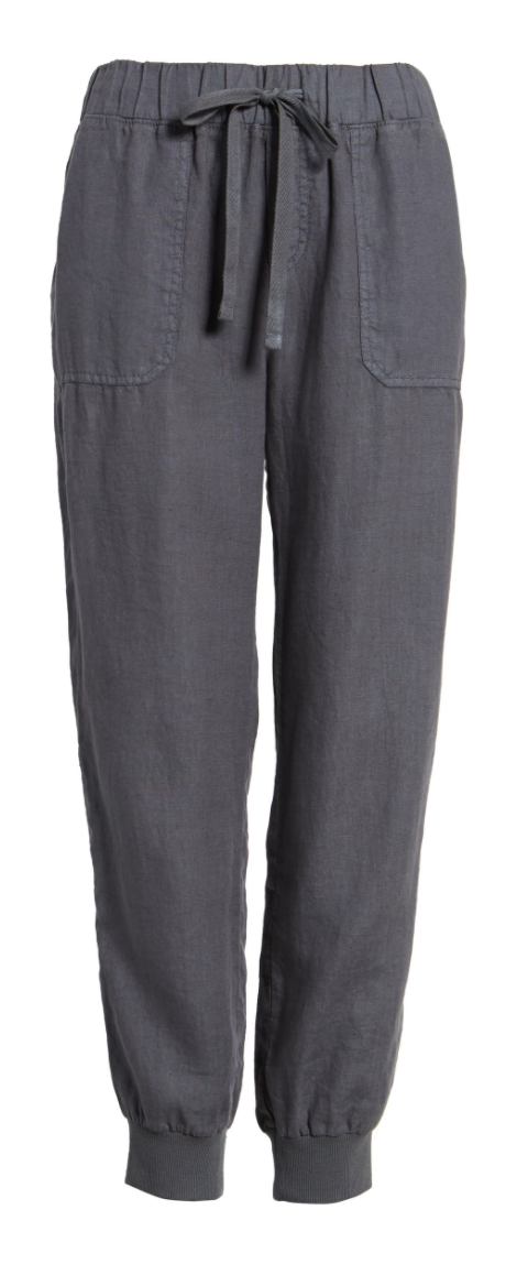 Caslon Linen Jogger Pants in Grey Ebony