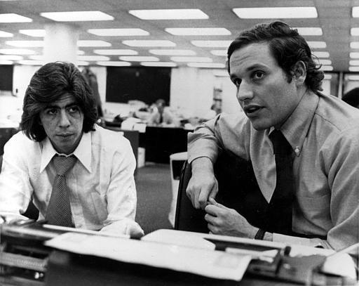 Washington Post writers Carl Bernstein, left, and Robert Woodward, who pressed the Watergate investigation, are photographed in Washington, D.C., May 7, 1973. It was announced that The Post won the Pulitzer Prize for public service for its stories about the Watergate scandal. (AP Photo)