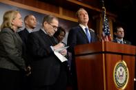 Rep. Schiff speaks after the Trump impeachment trial ended for the day in Washington.