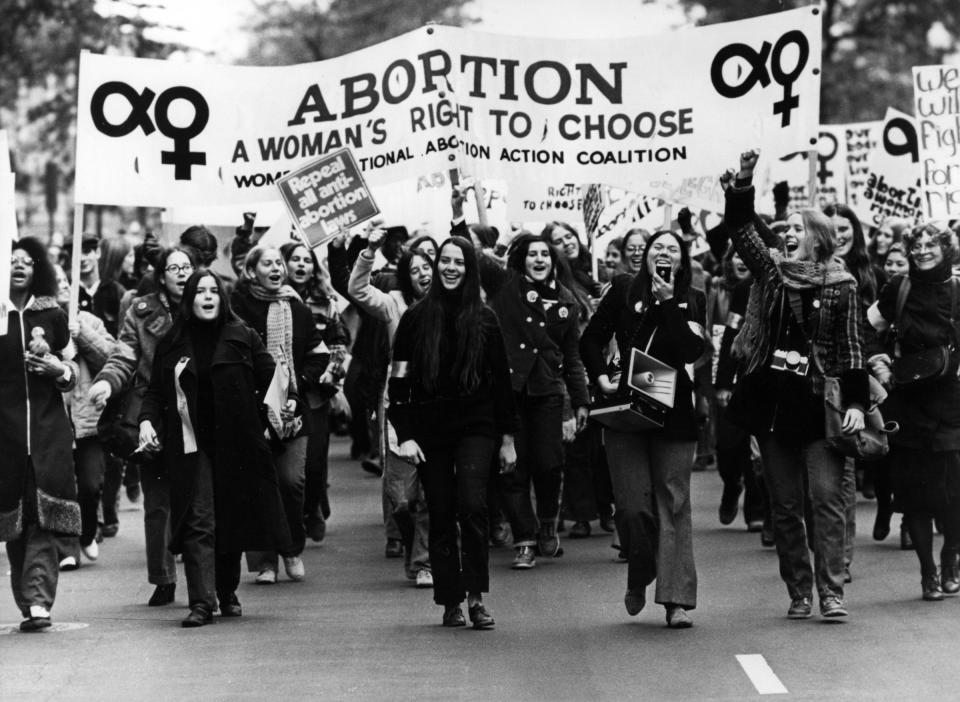 Pro abortion campaigners in Washington D.C. march for liberalization of US abortion laws, 1971.<span class="copyright">Leif Skoogfors—Camera Press/Re​dux</span>