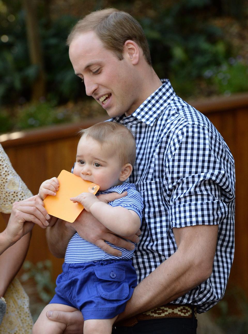 Prince William and Prince George at Taronga Zoo on April 20, 2014 in Sydney, Australia.