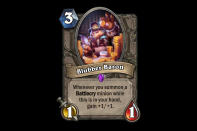 <p>Blubber Baron is the kind of card that you're tempted to build a deck around, but may not be worth it. How many Battlecry minions can you fit into a deck before it becomes not viable anymore? When do you start neglecting spells to get the Baron bigger and bigger? And will it be too late by the time you get him out? Probably. </p>