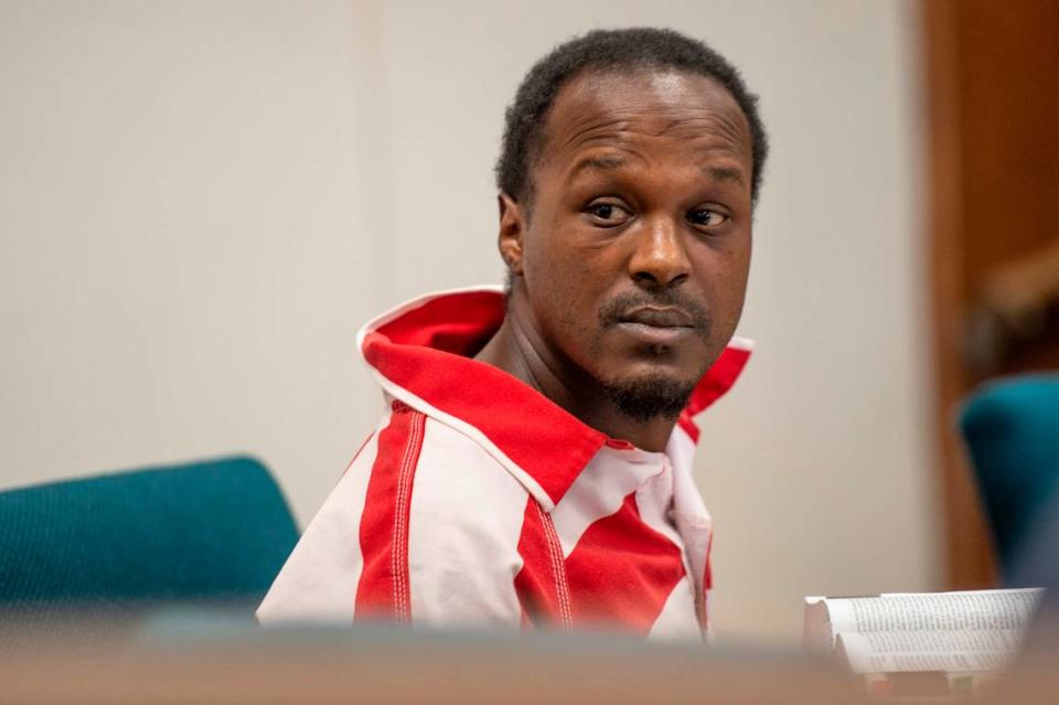 Joseph David Heard, accused of murder in the death of his stepson, appears in court at Harrison County Court in Biloxi on Wednesday, May 18, 2022.