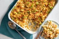 <p><b>Recipe: </b><a href="https://www.southernliving.com/recipes/macaroni-corn-casserole" rel="nofollow noopener" target="_blank" data-ylk="slk:Macaroni Corn Casserole" class="link ">Macaroni Corn Casserole</a></p> <p>You don't have to choose between serving corn or mac and cheese thanks to this 9x13 casserole recipe.</p>