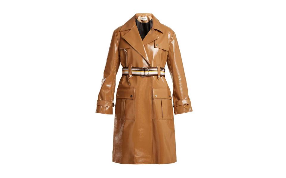 Diane Von Furstenberg Contrast-belt Vinyl Trench Coat