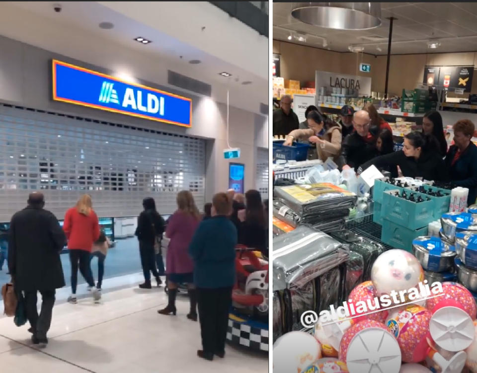 One woman shared shots of crowds lining up, then rushing the store as it opened. Photo: Instagram/ diary_of_a_military_family_au
