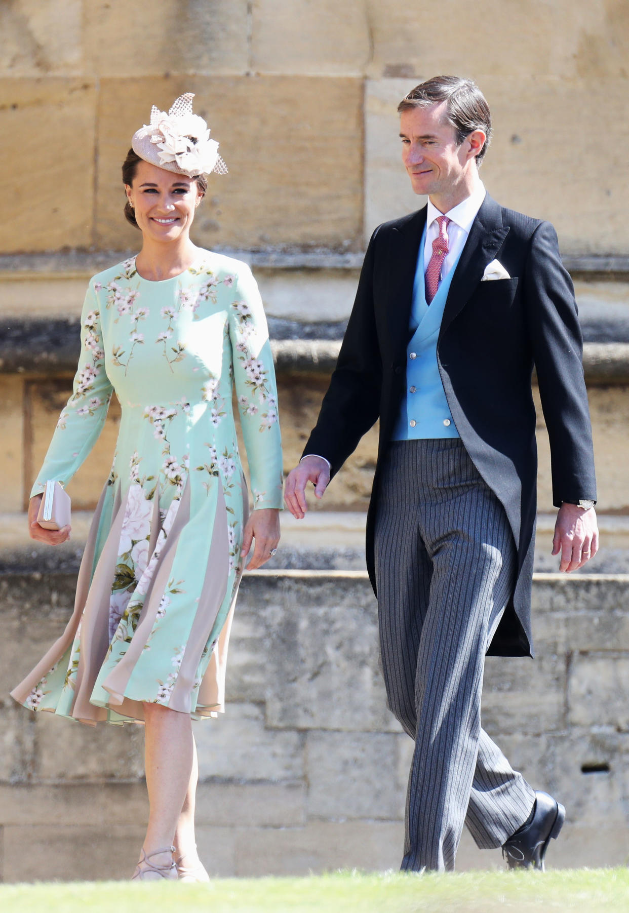 Pippa Middleton and James Matthews arrive at St George's Chapel at Windsor Castle for the wedding of Meghan Markle and Prince Harry.