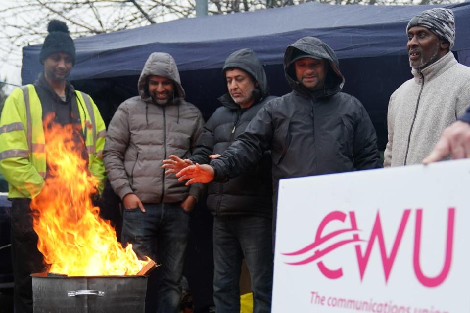 Members of the Communication Workers Union on the picket line in Birmingham last year (Jacob King/PA) (PA Wire)