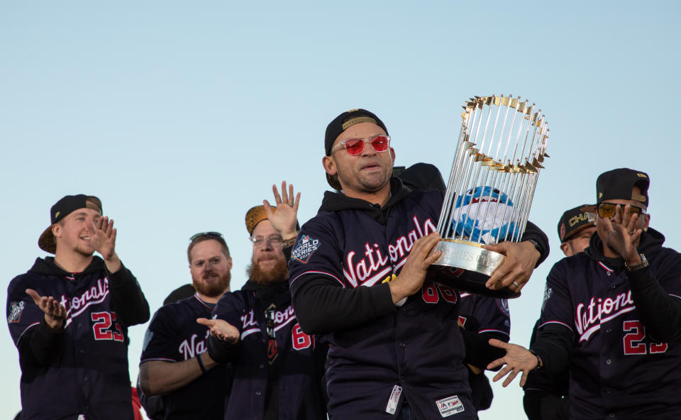 The Washington Nationals would not have been celebrating after 60 games last season. (Photo by Evelyn Hockstein/For The Washington Post via Getty Images)