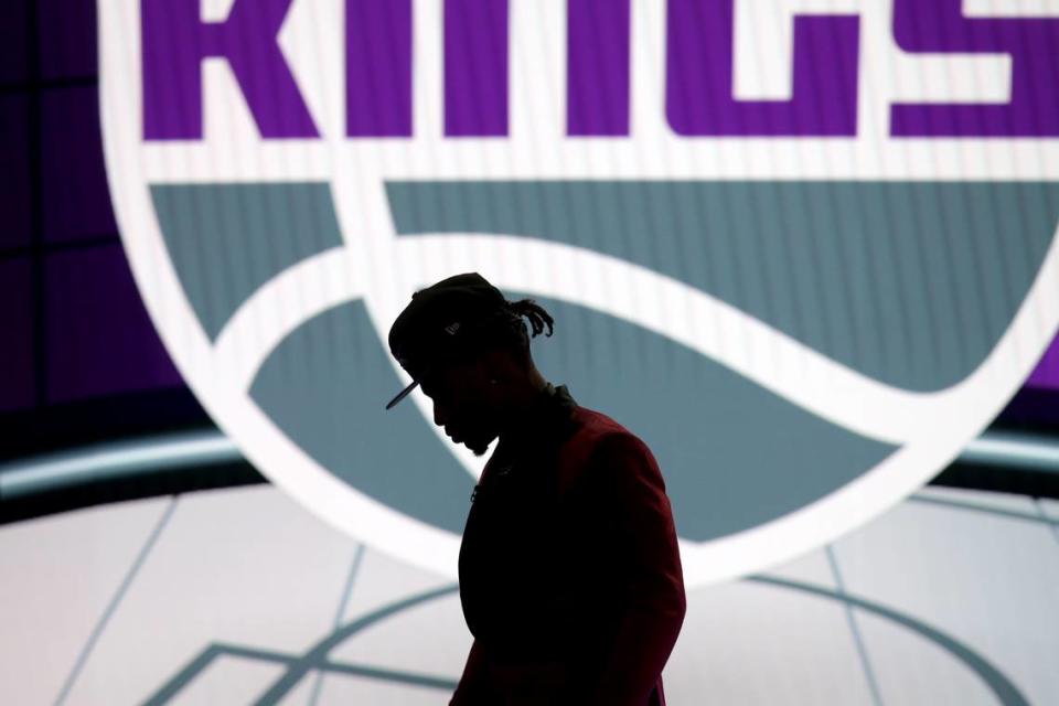 Davion Mitchell (Baylor) walks off the stage after being selected as the No. 9 overall pick by the Sacramento Kings in the first round of the 2021 NBA Draft at Barclays Center in Brooklyn, New York.