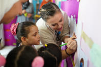 <p>"This was a nursery school," she says. "Everywhere you looked, there are things these children created on the walls, and toys that they made. The curriculum [dealt with] their bodies and food and nutrition and hygiene. We forget sometimes that kids need to be taught those things. Also, where most early learning centers close at 2 p.m., making it difficult for mothers who work a full day to contribute to their family and the economy, this learning center is open until 5 p.m." </p>