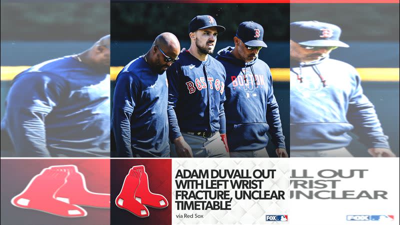 紅襪外野手杜瓦（Adam Duvall）手腕骨折進入10天傷兵名單。（圖／翻攝自FOX Sports: MLB推特）