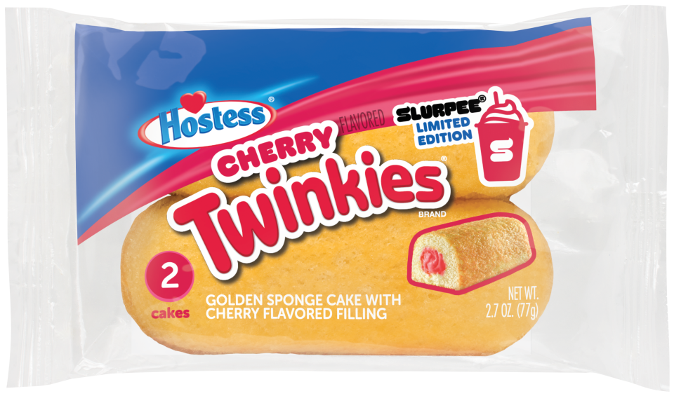 Limited-edition Hostess Twinkies with Cherry Slurpee flavored filling are available exclusively at 7-Eleven stores, through mid-August.