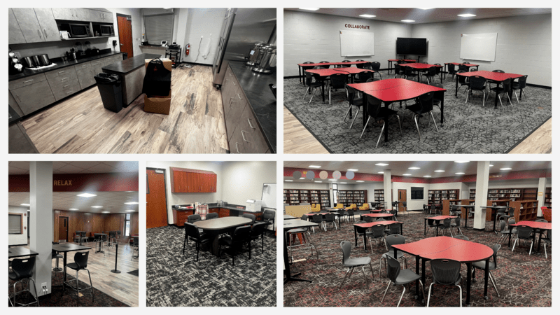 The renovated library, media center and coffee shop at Charleston High School (Photo courtesy: Charleston CUSD’s website)