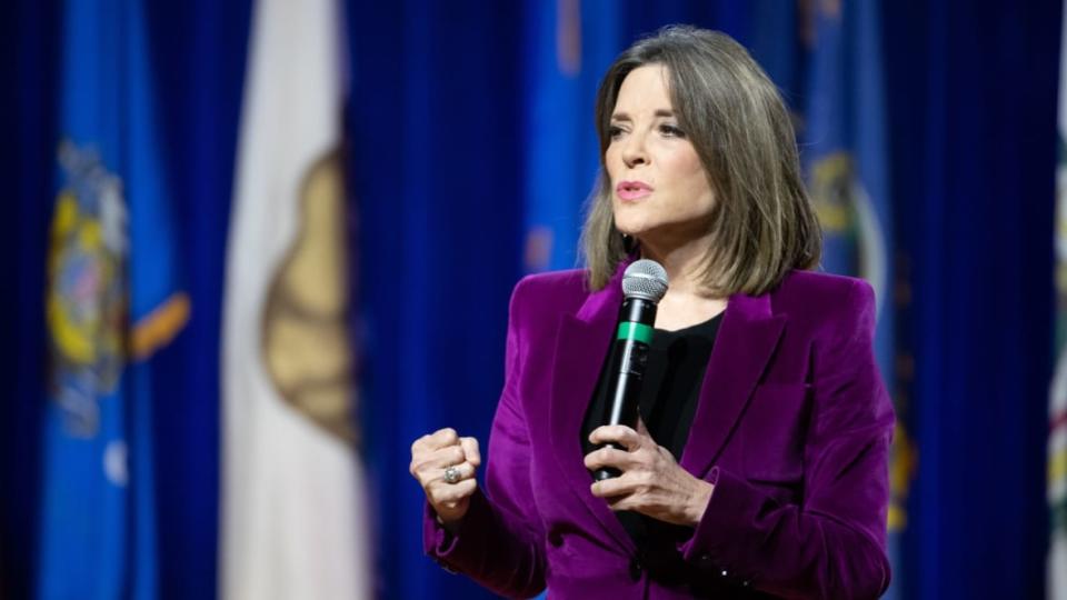 During her first run for president, in November 2019, best-selling author Marianne Williamson addressed an audience at the Environmental Justice Presidential Candidate Forum at South Carolina State University in Orangeburg. (Photo: Sean Rayford/Getty Images)