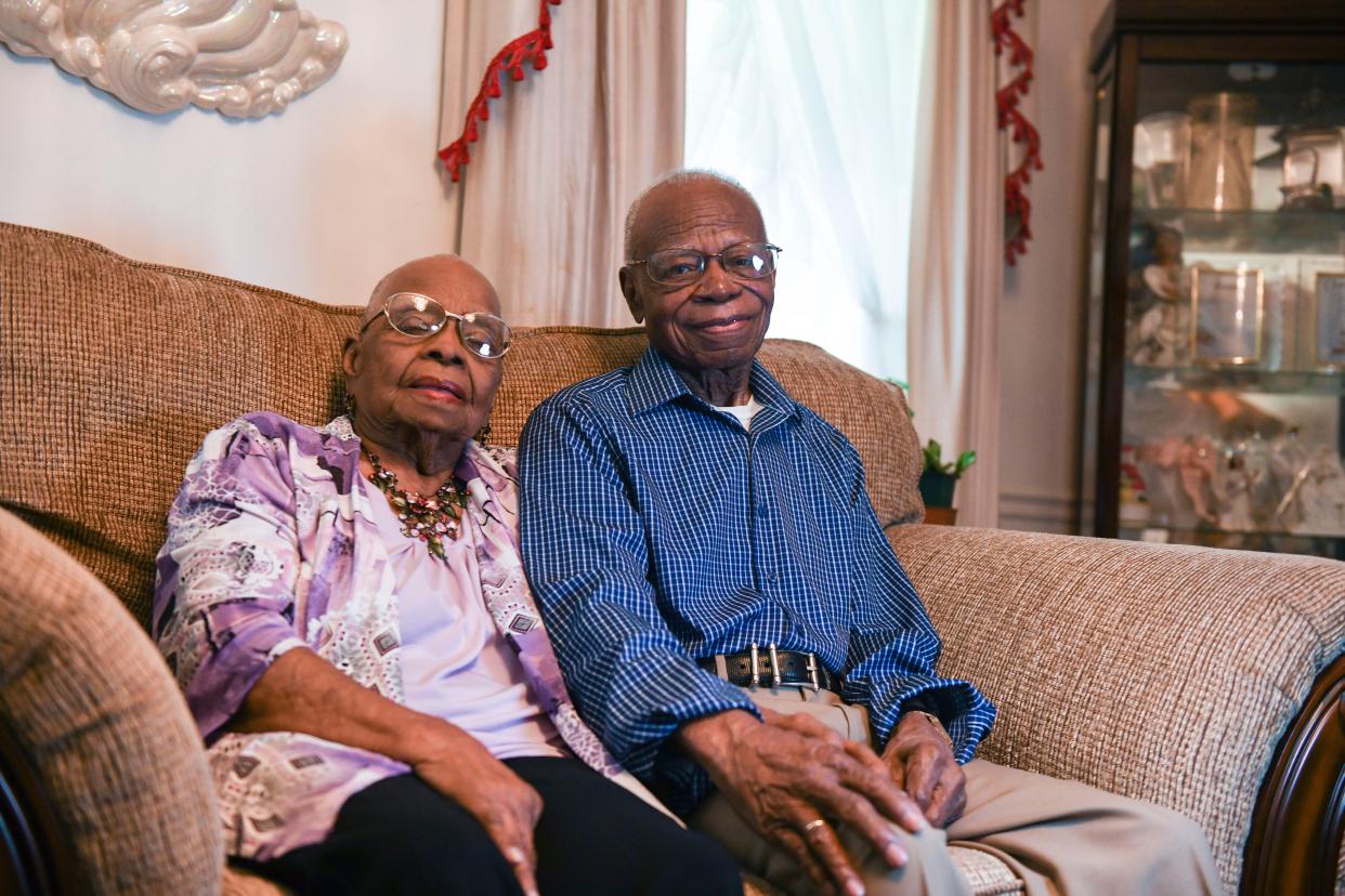 Dorothy and Isaac Jackson Jr. pose for a portrait in their home in North Augusta, S.C., on Thursday, Sept. 14, 2023. The Jacksons have been married for 75 years and authored "Our Love Story: How we met - How we live."