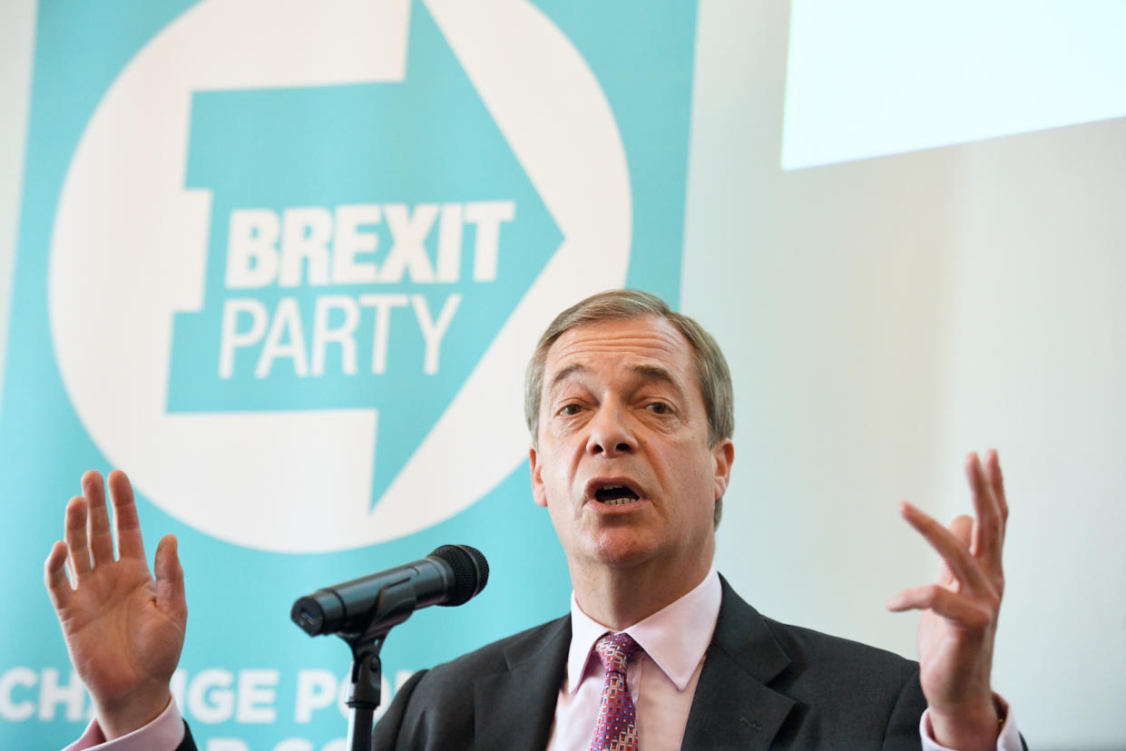 Brexit Party leader Nigel Farage says no deal is the only way to leave the EU (Picture: PA)