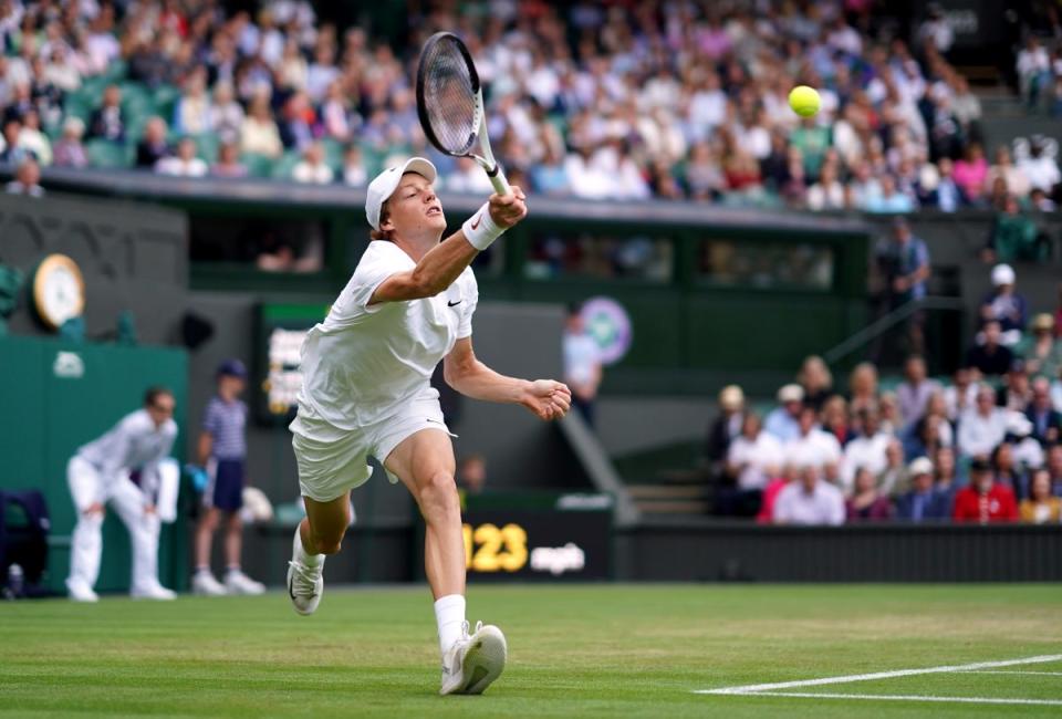 Jannik Sinner plays a shot during the entertaining clash (Adam Davy/PA) (PA Wire)