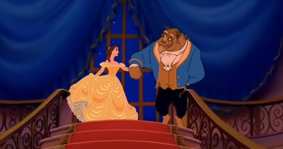 Belle and the Beast linking arms