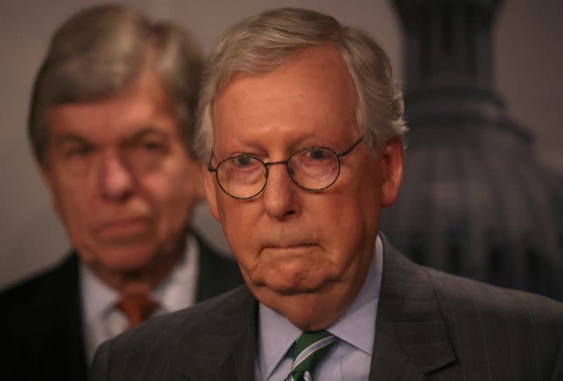 Republican senators hold a news conference about the "H.R.1 - For the People Act" bill on Capitol Hill in Washington