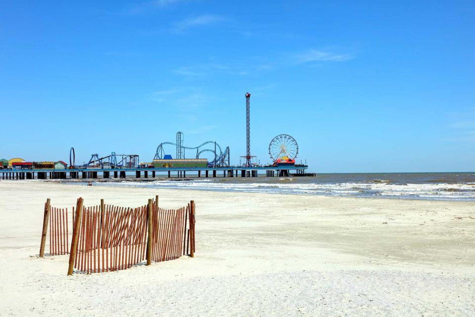 Galveston Island is a barrier island on the Texas Gulf Coast in the United States, about 50 miles southeast of Houston.