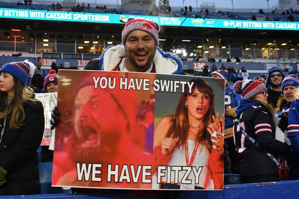 Buffalo Bills fans before the 2024 AFC divisional round game against the Kansas City Chiefs at Highmark Stadium.