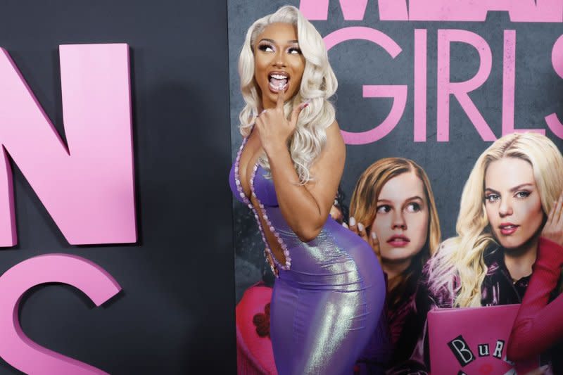 Megan Thee Stallion arrives on the red carpet at the "Mean Girls" premiere at AMC Lincoln Square Theater on January 8 in New York City. Photo by John Angelillo/UPI