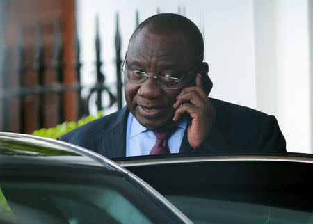 Deputy president Cyril Ramaphosa leaves Tuynhuys, the office of the Presidency at Parliament in Cape Town, South Africa, February 7, 2018. REUTERS/Sumaya Hisham